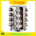 Stainless Steel Seasonings Door 16 Pots Swivel Round Door Condiments Organizer-IMMEDIATE SHIP FOR ALL BRAZIL