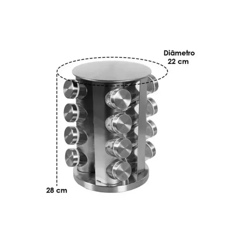 Stainless Steel Seasonings Door 16 Pots Swivel Round Door Condiments Organizer-IMMEDIATE SHIP FOR ALL BRAZIL