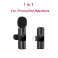 New Wireless Lavalier Microphone Portable Audio Video Recording Mini Mic for iPhone Android Live Broadcast Gaming Phone Mic