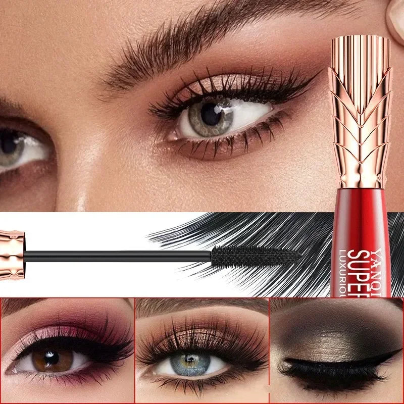 5D Waterproof Mascara Lengthens Eyelashes Extension Black Silk Fiber Mascara Female Makeup Cosmetic Waterproof Mascara