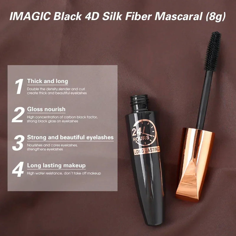 5D Waterproof Mascara Lengthens Eyelashes Extension Black Silk Fiber Mascara Female Makeup Cosmetic Waterproof Mascara