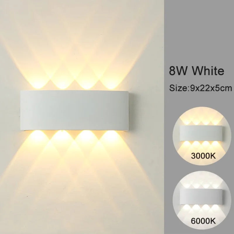 LED Wall Sconces Modern Indoor Outdoor Lamp, White Up Down Wall Mount Lights for Living Room Hallway Bedroom Decor